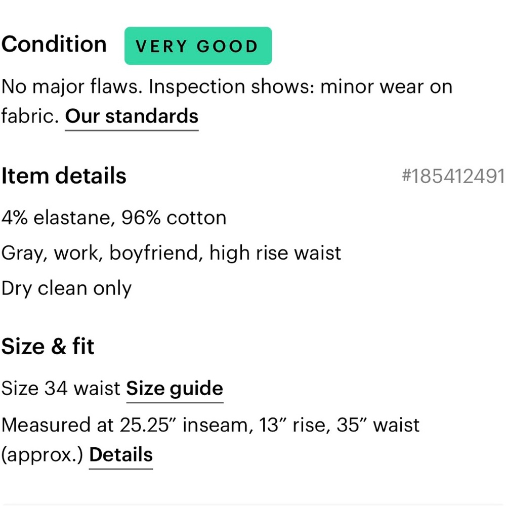 NWOT Theory Women’s Grey Boyfriend Jeans Size 34 - Picture 3 of 5
